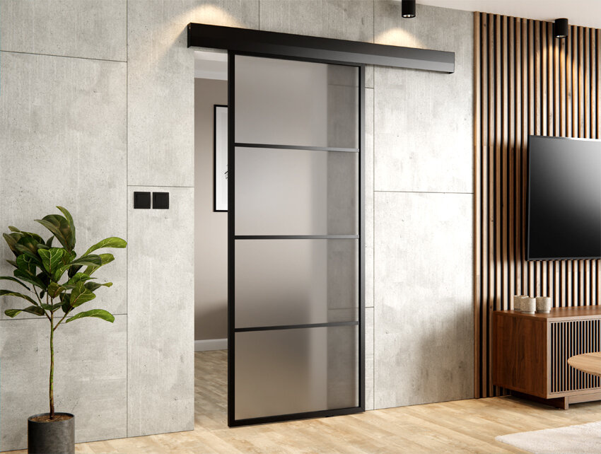 DRZWI PRZESUWNE SYSTEM ALUMINIUM CZARNE (4 POLA) THOR