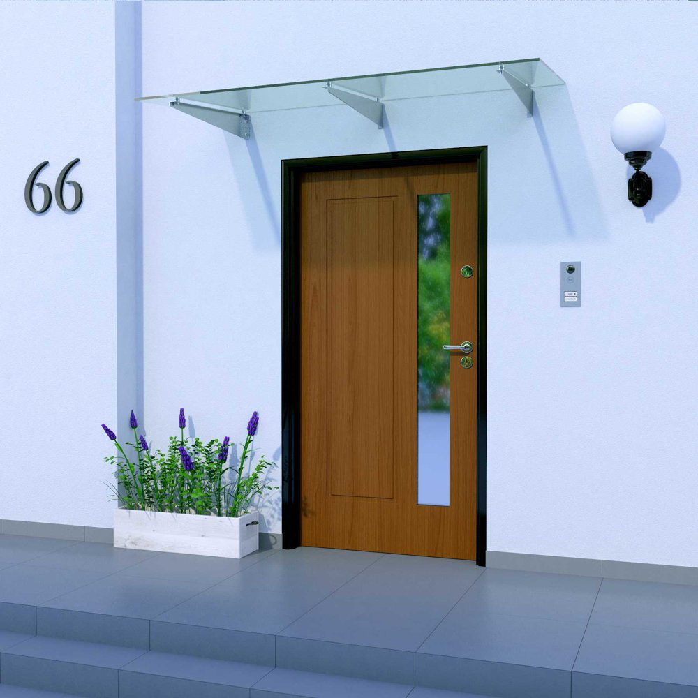 Glasvordach über der Tür 200x90 INOX SUPPORTS