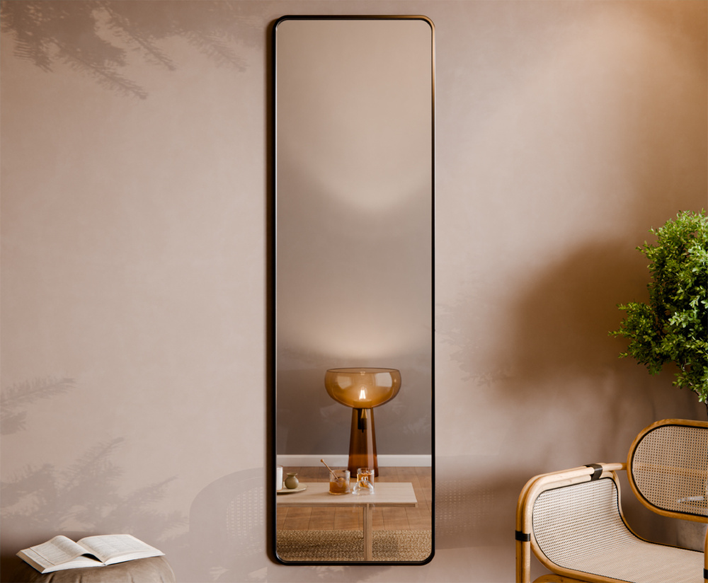 Lustro Prostokątne w Ramie Aluminiowej Czarnej Carla