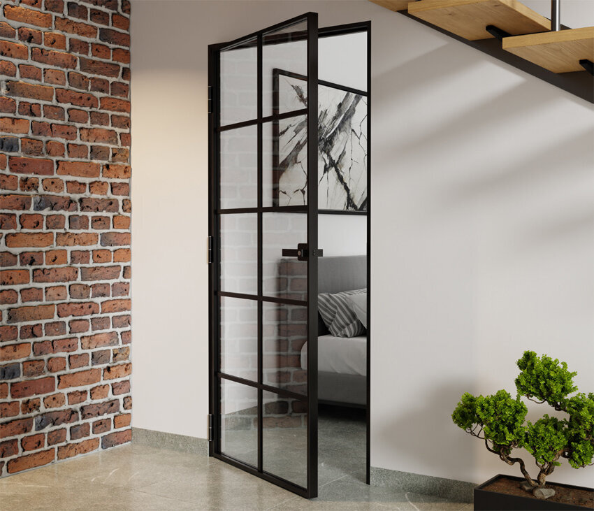 Drzwi Aluminiowe Slim Loft Komplet z Ościeżnica 10 Pól