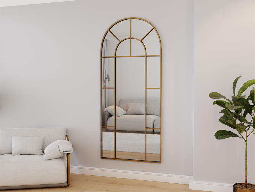 Halber Wandspiegel in Goldrahmen Kapelle 80x180 Rimini