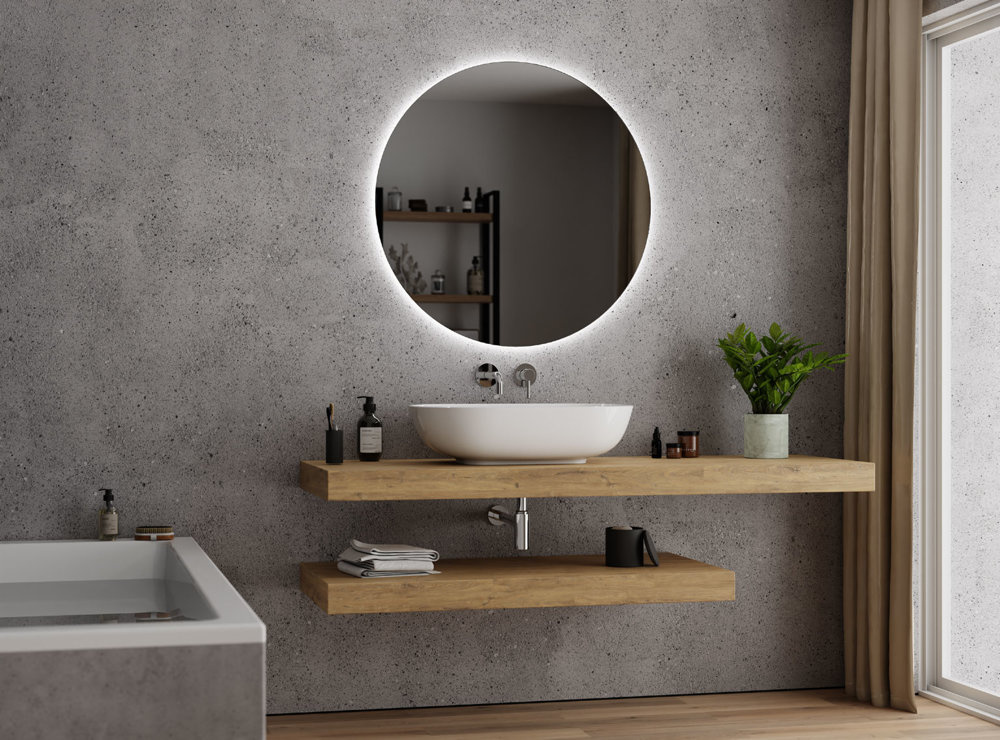 ♥ LUSTRO OKRĄGŁE ŚCIENNE SZLIF LED 60CM ♥