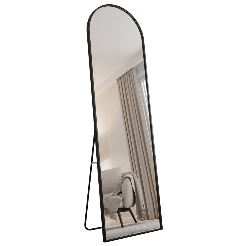 MAGDALENA HALBOVALER STANDSPIEGEL IN SCHWARZEM ALUMINIUMRAHMEN 160X50