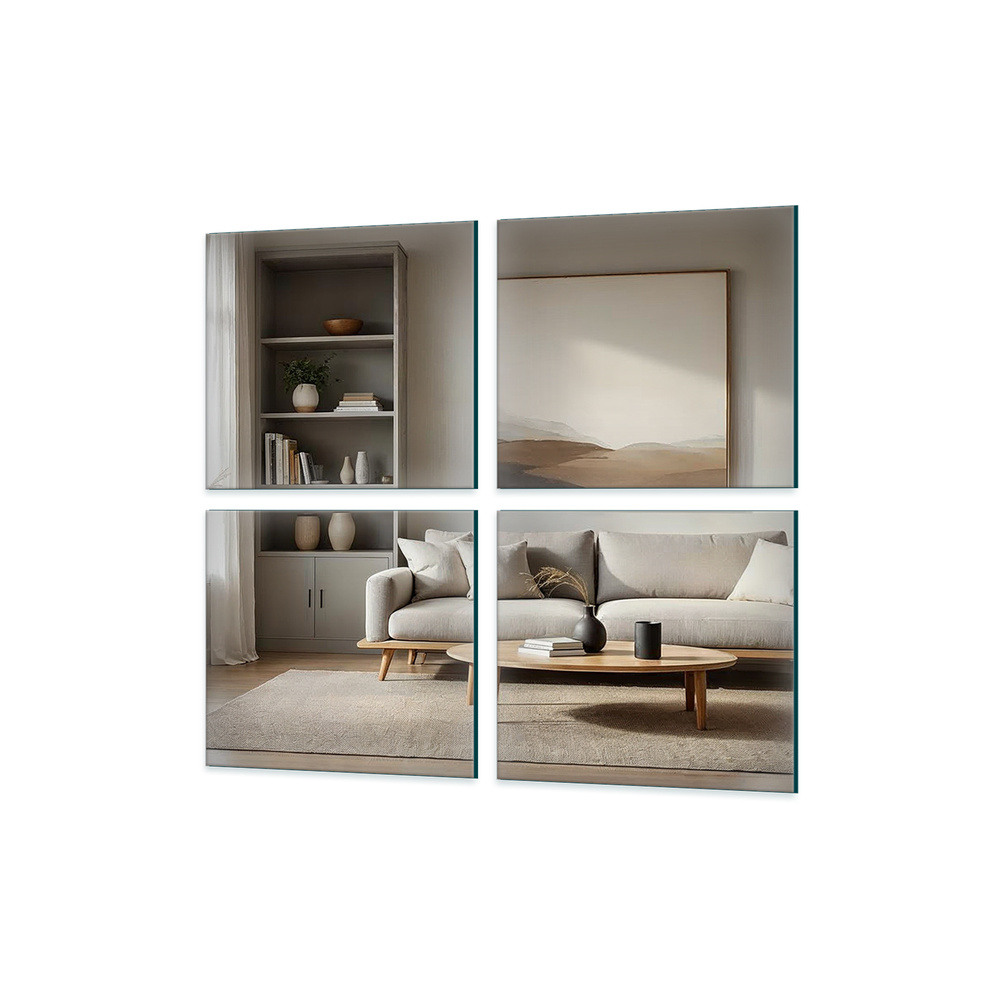 Płytka Lustrzana - 40X40 Komplet 4szt. Szlif Srebrny