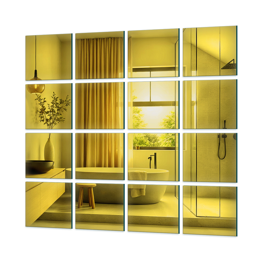 Spiegelfliese - 40X40 Satz von 4 Stück. Geschliffenes Silber