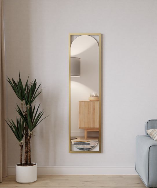 LUSTRO OWALNE W ZŁOTEJ RAMIE 35x130 MARTA