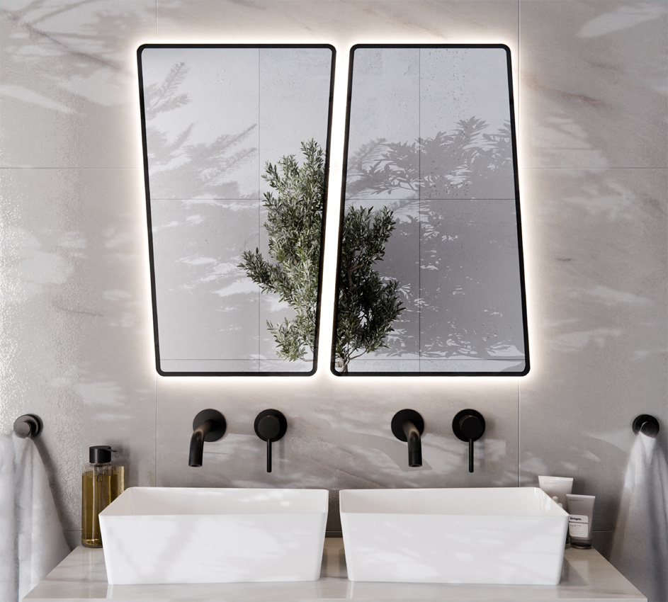 LUSTRO ŚCIĘTE ZAOKRĄGLONE ROGI SZLIF PIASKOWANE LED LIAM