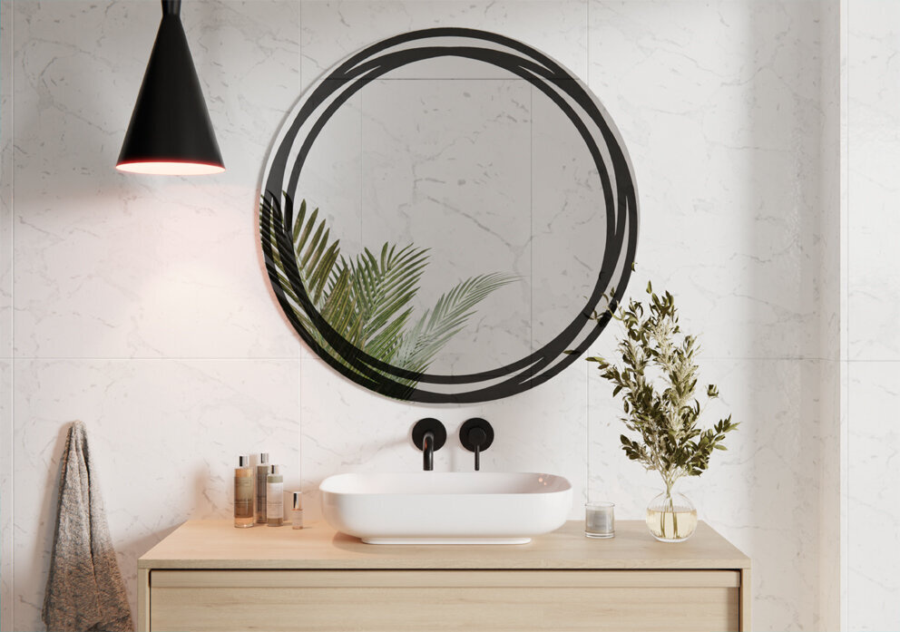 Lustro Okrągłe Ścienne 60cm Black Openwork Libras