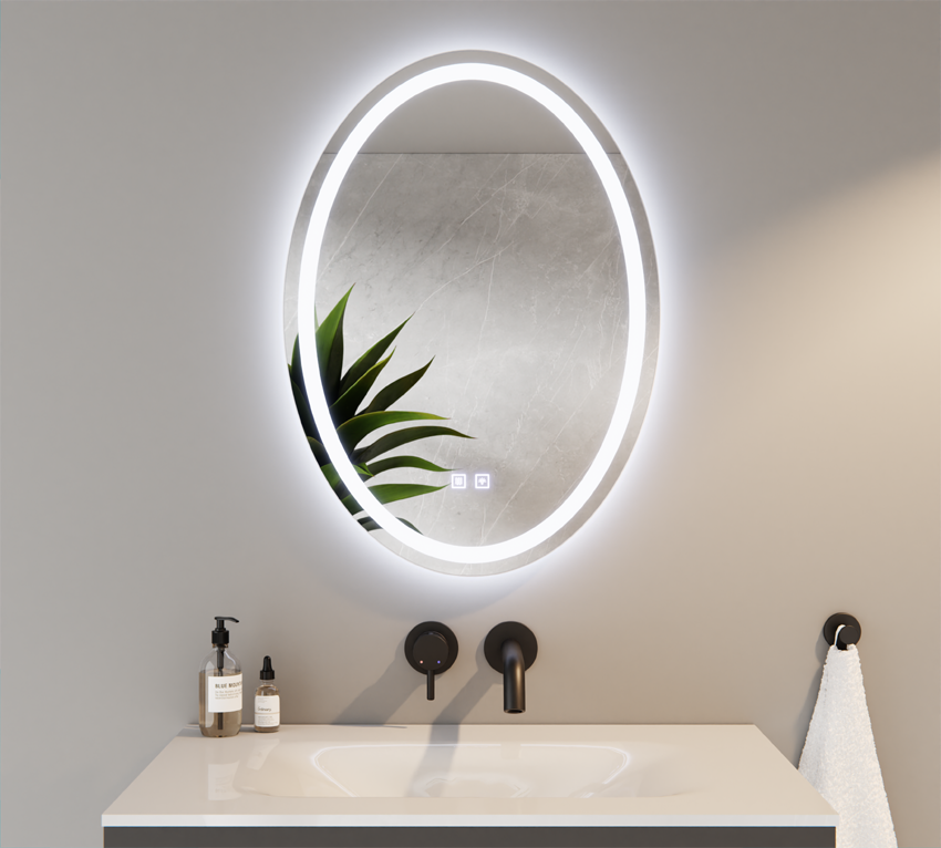 Lustro Owalne LED Tricolor z Matą Grzewczą 50x80cm ELENA