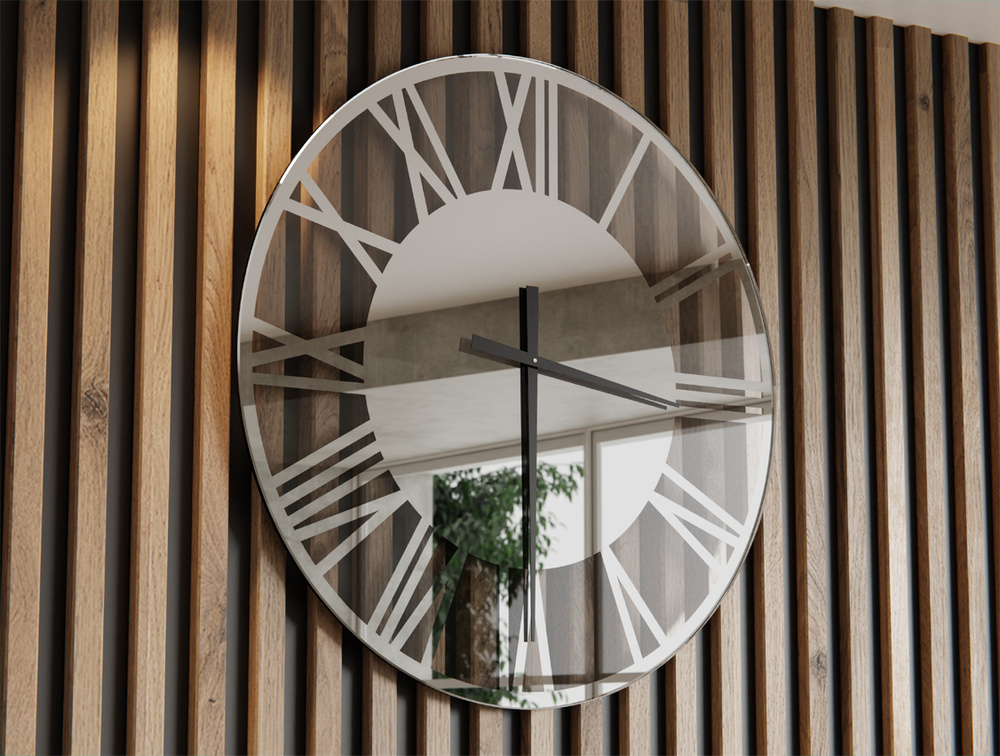 Römische Uhr B2 mit Spiegelzeigern Schwarz