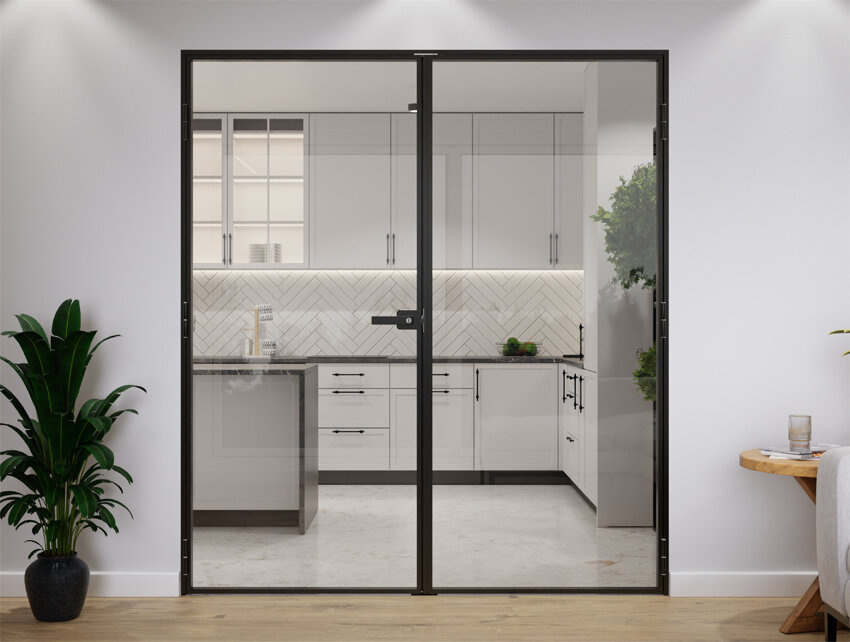 Slim Loft Aluminium-Doppeltüren komplett mit Rahmen