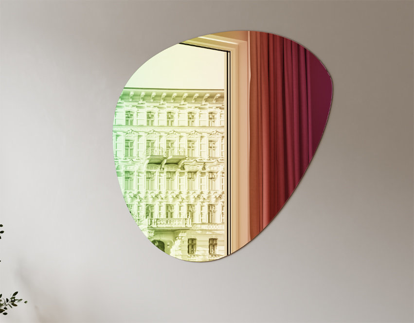 Spiegel Unregelmäßige Form Organische Regenbogenbeize 70x51 OPA