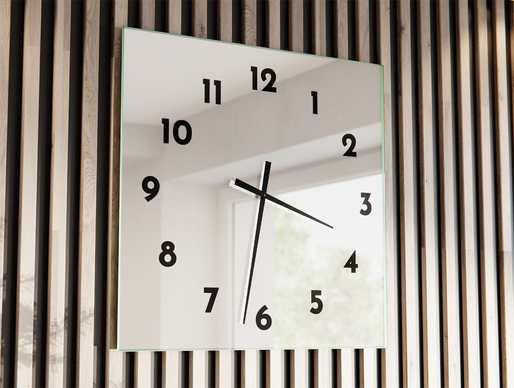 Uhr Quadratisch D4 Spiegel Zeiger Schwarz