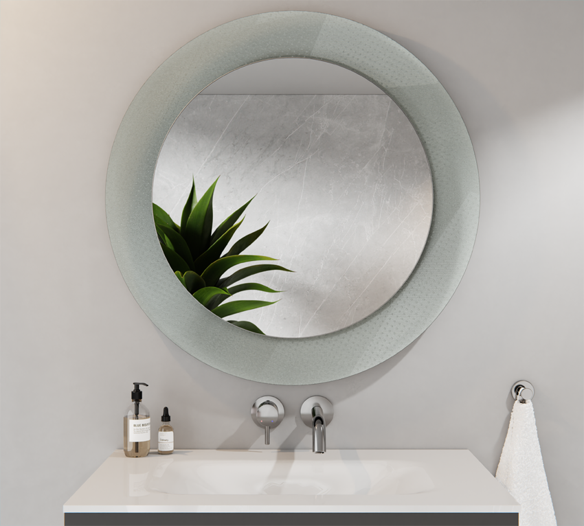 Spiegel Rund Silber 60cm Ornamentglas Master Care 80cm MARCELINA