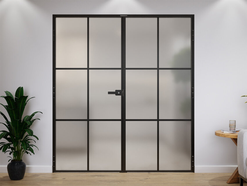 Drzwi Podwójne Aluminiowe Slim Loft 6 Pól Komplet z Ościeżnica