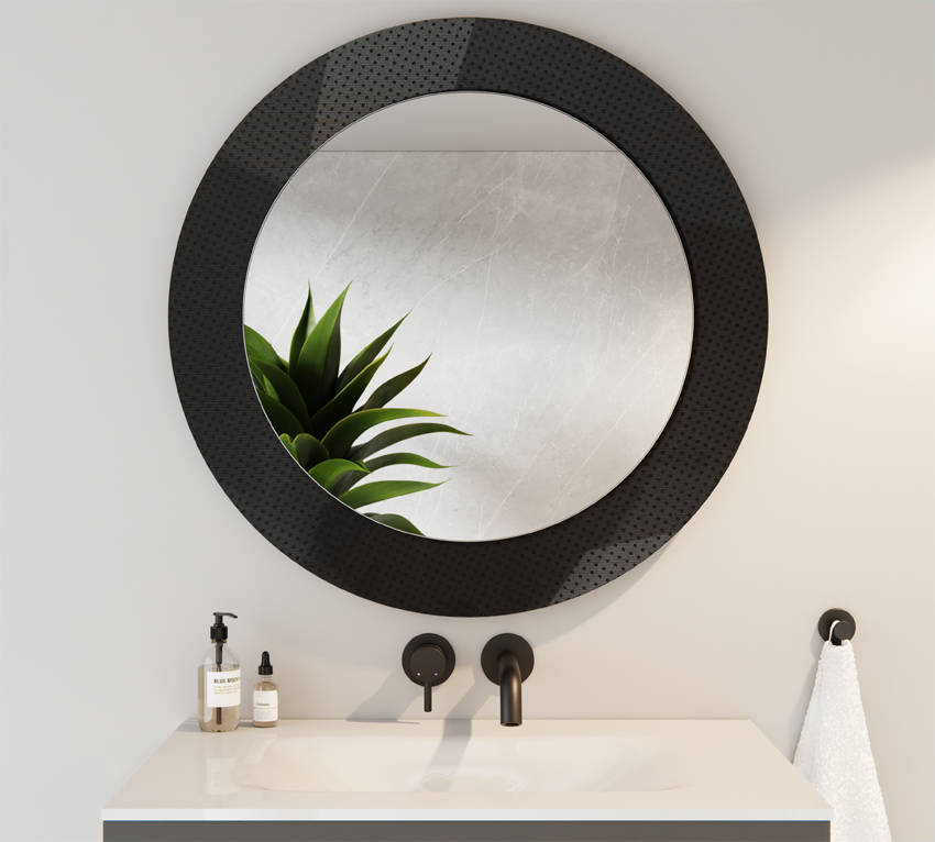 Runder Spiegel Silber 60cm Master Care Glas Schwarz 80cm MARCELINA