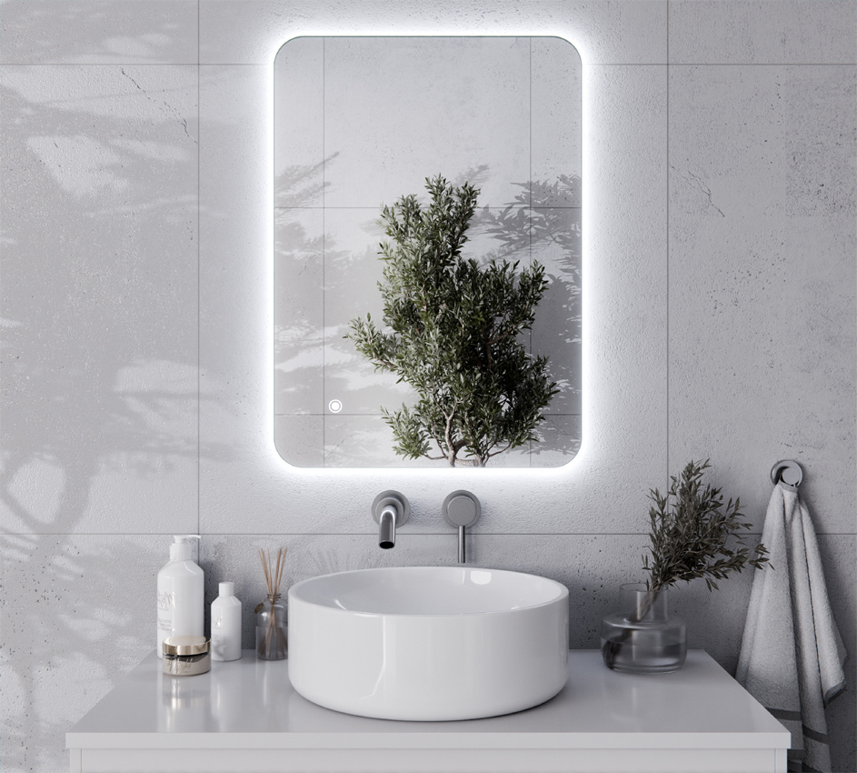 SPIEGEL ABGERUNDETE ECKEN GESCHLIFFEN LED TOUCH SWITCH OLIVER