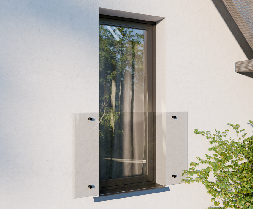 Balkon Francuski Szklany Portfenetr Rzygownik Float Przezroczysty 150x90 Czarny